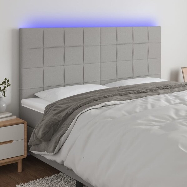 vidaXL LED Headboard Dark/Light Gray multisize Fabric - - 37421102