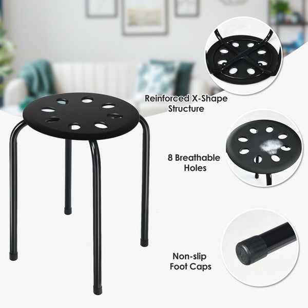 Set of 6 Portable Plastic Stack Stools - 14.5