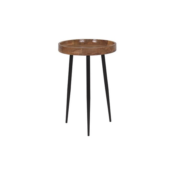 Chariz Mango Wood Bowl Side Table With Iron Legs