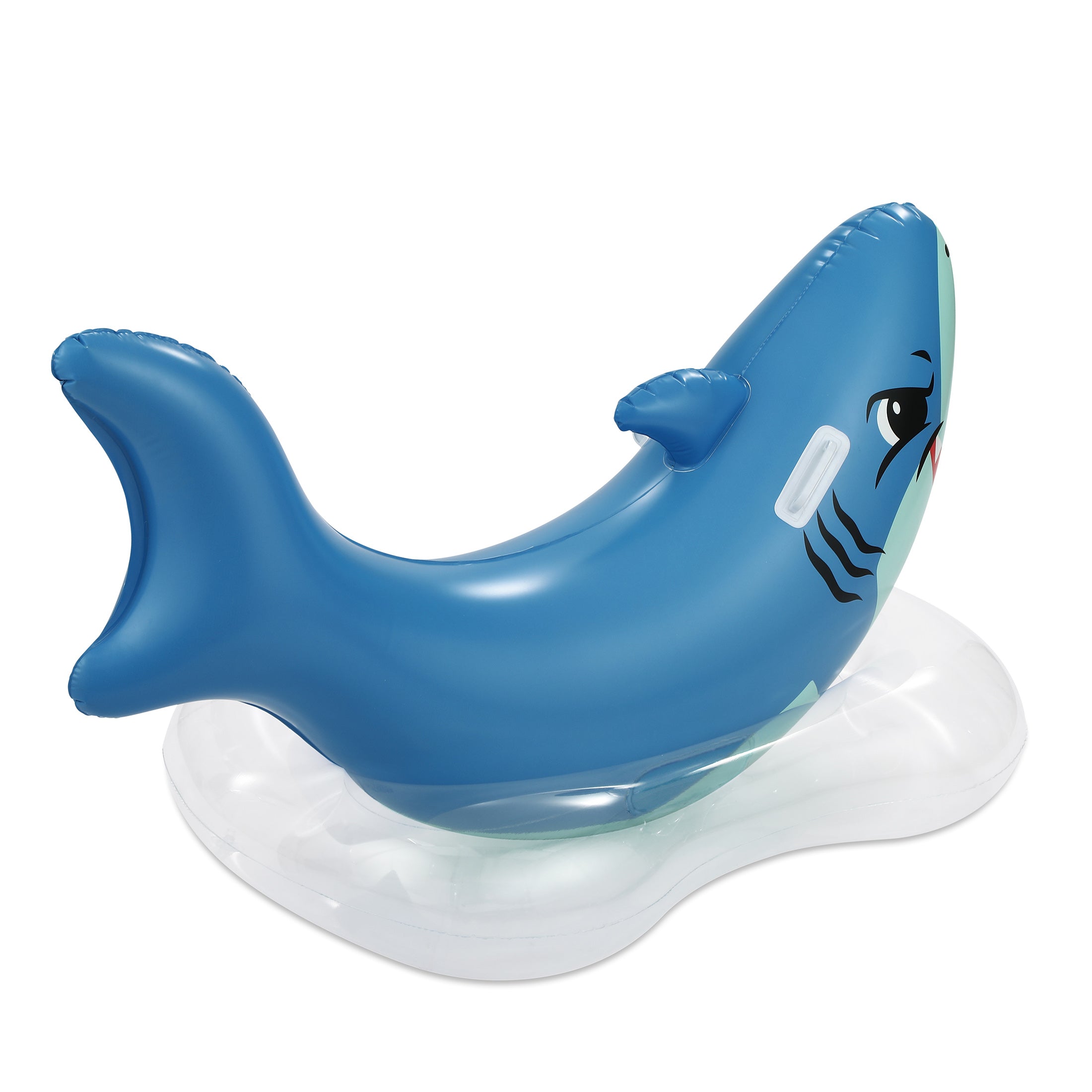 Inflatable Shark Ride-on Pool Float, Blue, for Kids and Adults