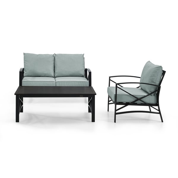 Crosley Kaplan 3 Pc Outdoor Loveseat Patio Furntiure Set