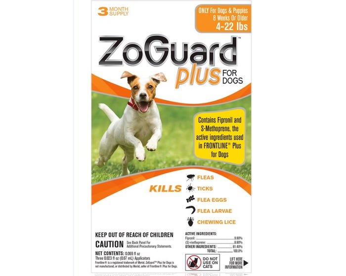 ZoGuard Plus Flea  Tick for Dogs 4-22lbs， 3  Pack - 511102