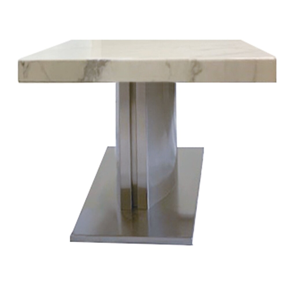 White Marble Top Coffee Table with Stainless Steel Base