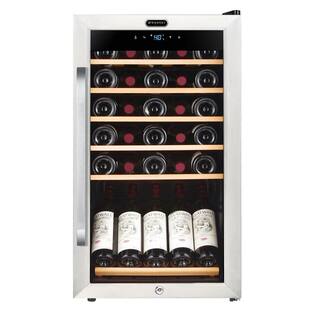 Whynter 34-Bottle Freestanding Stainless Steel Wine Refrigerator with Display Shelf and Digital Control FWC-341TS