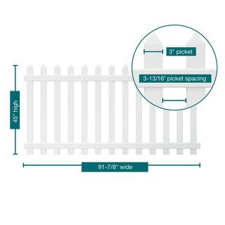 Veranda Glendale 4 ft. H x 8 ft. W White Vinyl Spaced Picket Fence Panel with Pointed Pickets 128004