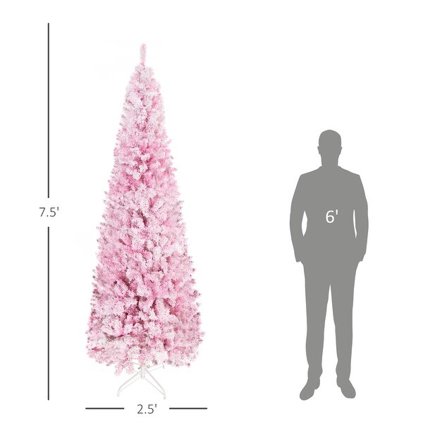 HOMCOM Artificial Colored Slim Flocked Christmas Tree with Stand