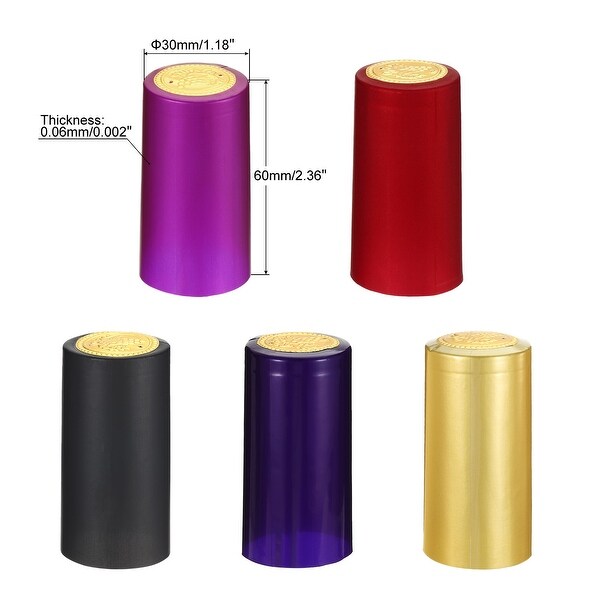 100Pcs 30mm PVC Heat Shrink Wine Bottle Caps Sleeves Top Cover Film 5 Colors - Multi-Color