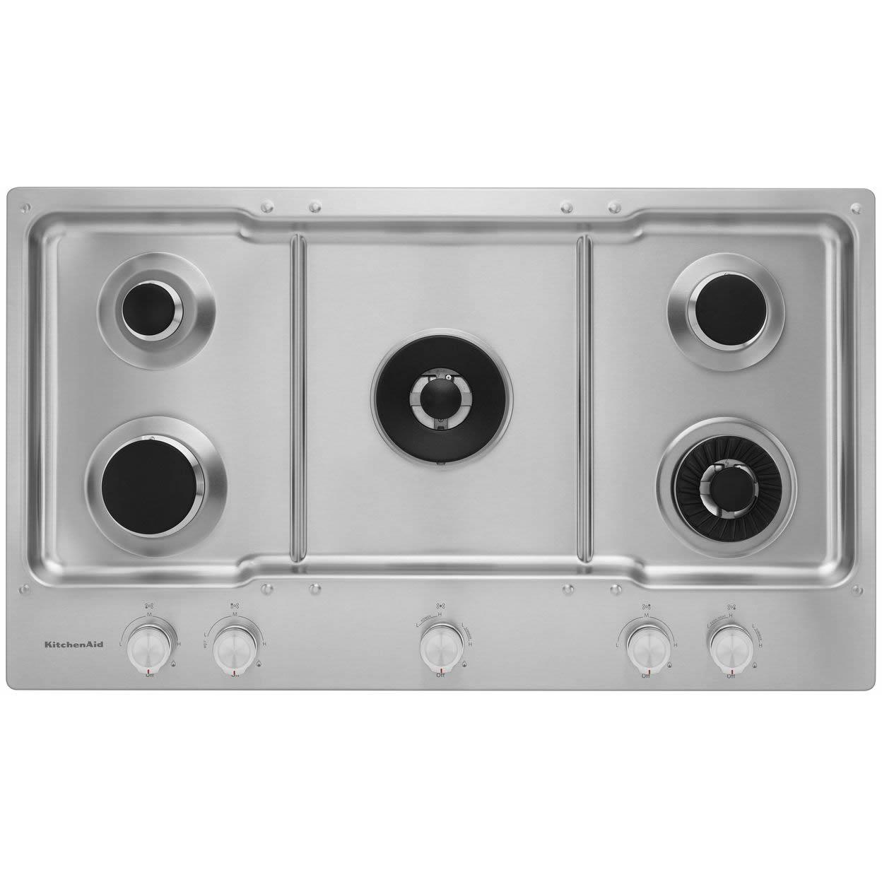 KitchenAid 36-inch Built-in Gas Cooktop with Griddle KCGS956ESS