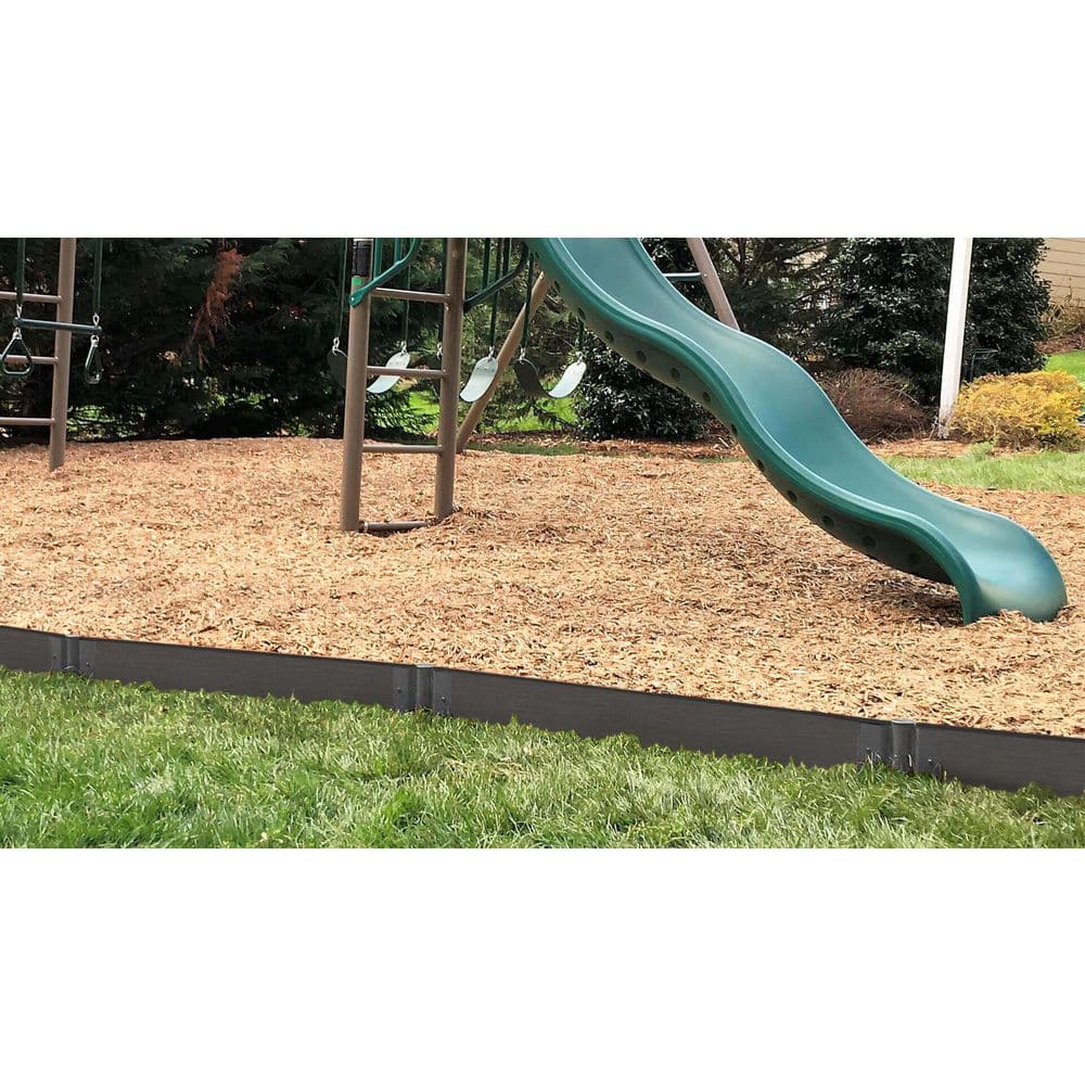 Frame It All 16 ft. - 2 in. Profile Weathered Wood Straight Composite Playground Border Kit 300001053