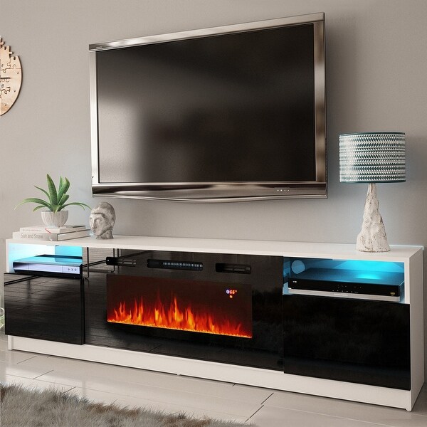 York 02 Electric Fireplace Wall Unit Entertainment Center