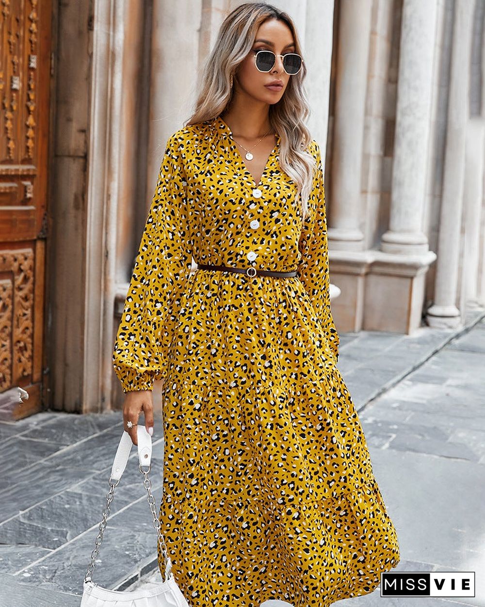 European and American Women's Leopard Print Dress Women