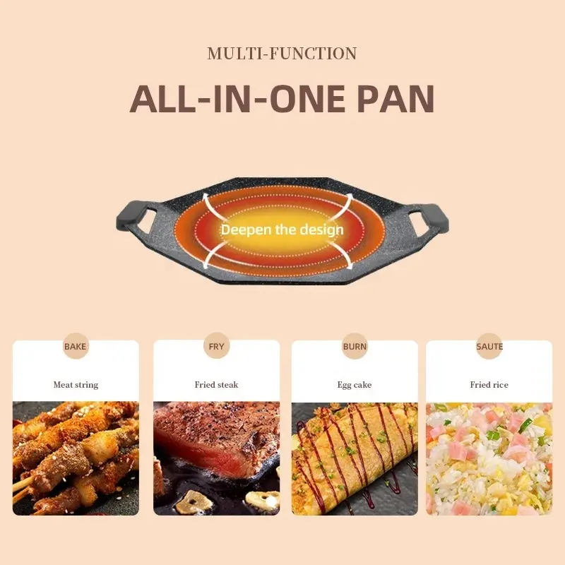 High quality outdoor camping pot wheat Rice stone frying pan  household Korean barbecue plate garden camping barbecue pot