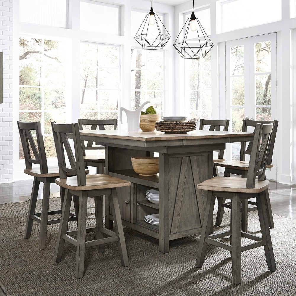 Lindsey Farm Gray and Sandstone 7 Piece Gathering Table Set