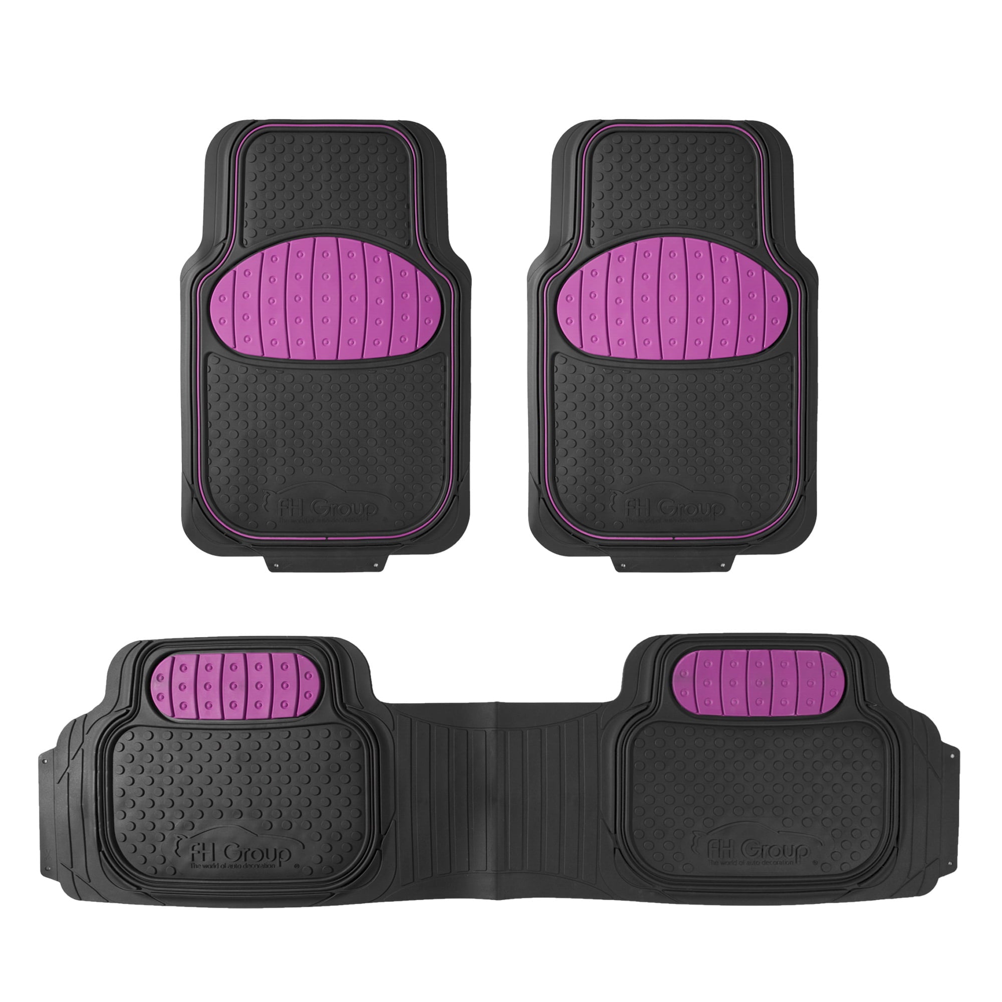 FH Group Universal Auto Floor Mats Full Set 3pcs For Car SUV Vans - 7 Colors Available