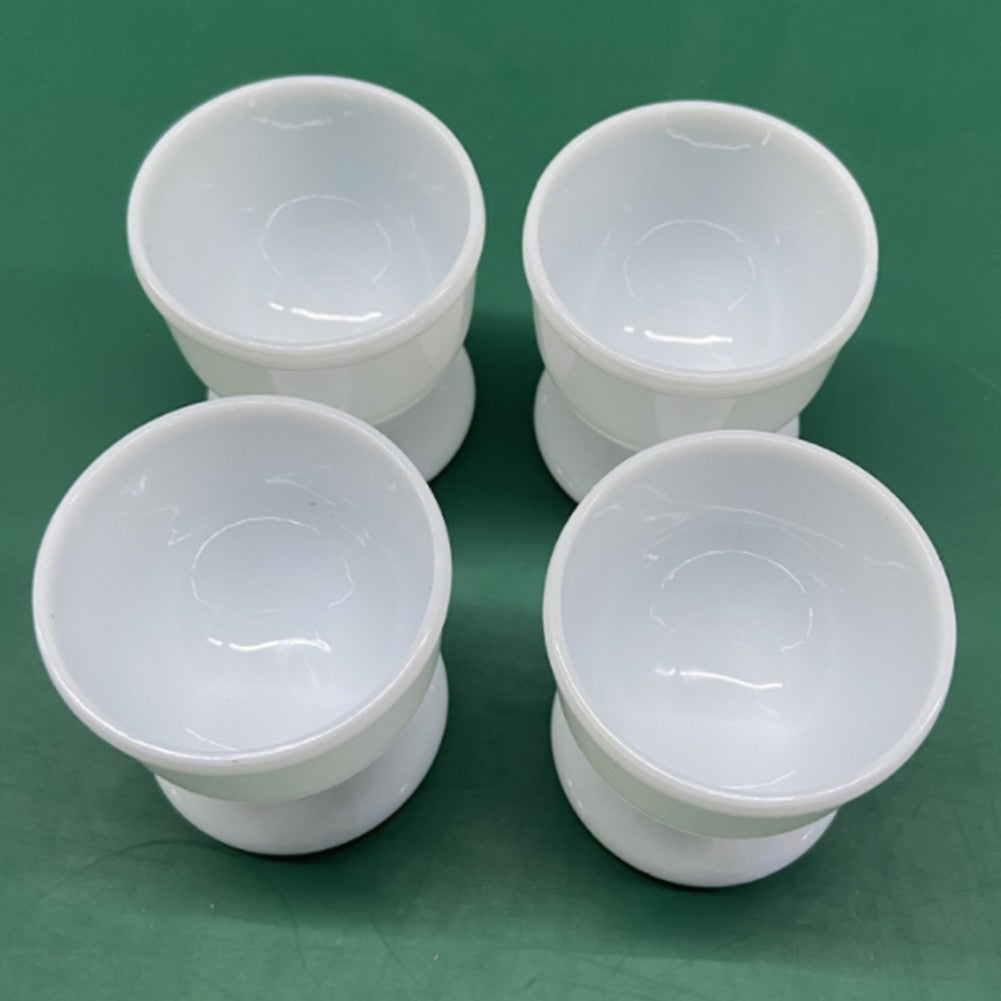 Sufanic 4Pcs Porcelain Soft Hard Boiled Egg Cup Holder Stand Set for Kitchen Breakfast，White