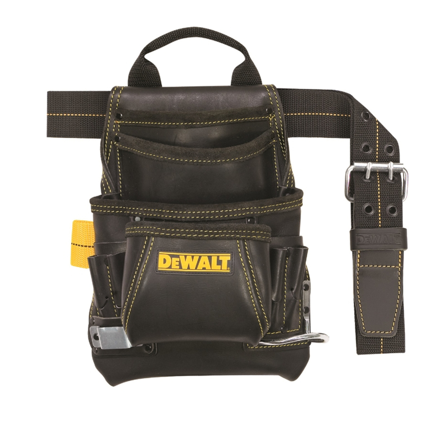 DW 10 pocket Leather Tool and Nail Bag 12.75 in. L X 16 in. H Black 29 in. 46 in.