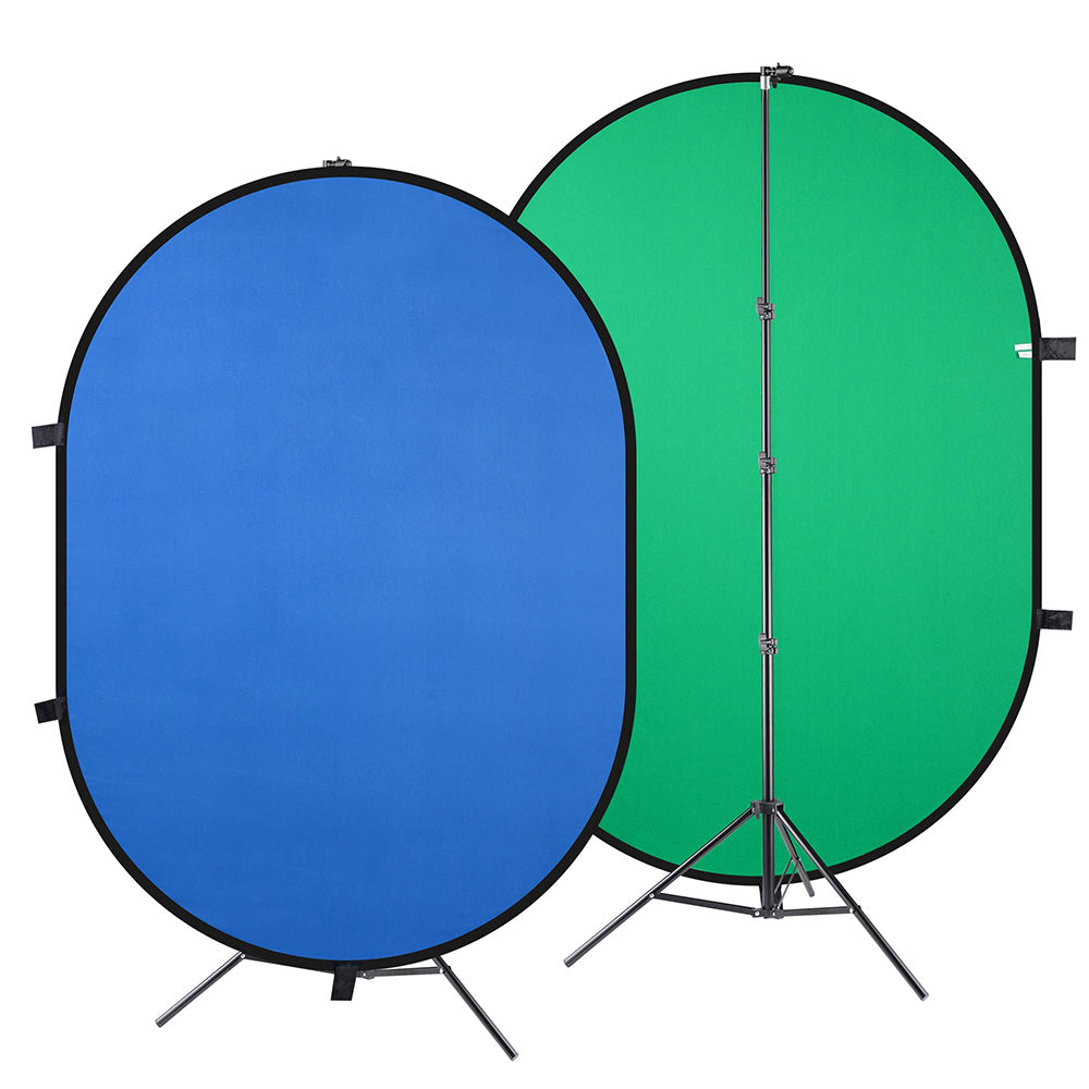 Yescom Blue-Green Chromakey Collapsible Background with Stand, 5'x7'