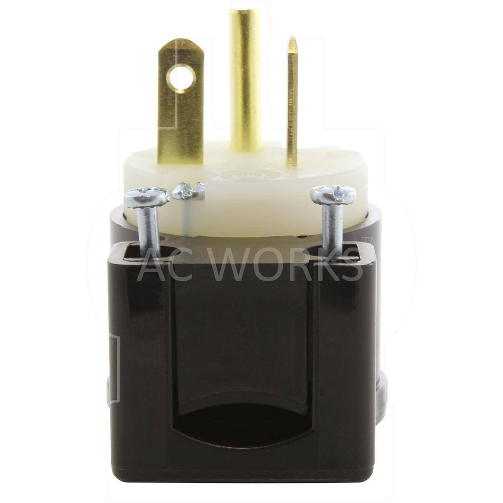 AC WORKS 20 Amp 125-Volt NEMA 5-20P All Angles Elbow Industrial Heavy Duty Grade Male Plug ASE520P