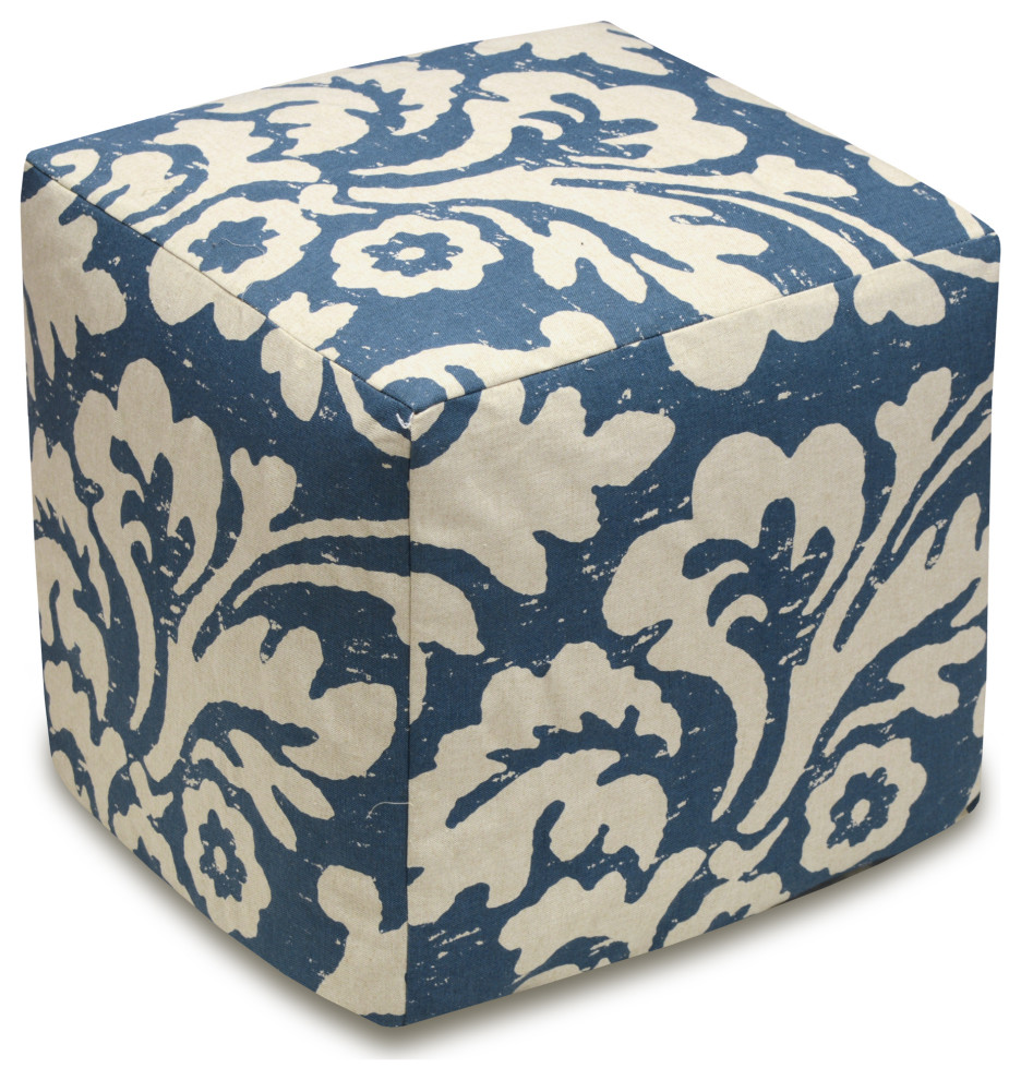 Jacobean Floral Linen Upholstered Ottoman   Contemporary   Footstools And Ottomans   by 123 Creations  Houzz