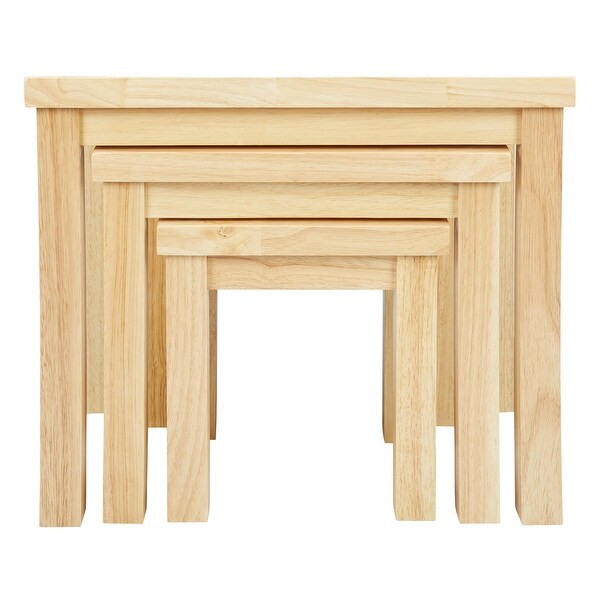 Rectangular 3 Piece Nesting End Side Table Set Rubberwood