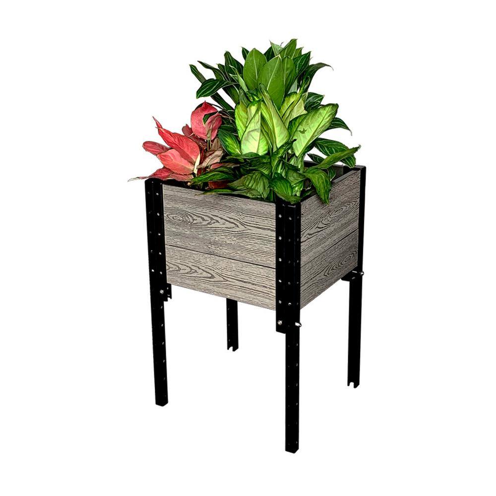 EverBloom 17 in. L x 19 in. W x 28 in. H Elevated Composite Planter Box in Grey E281719G