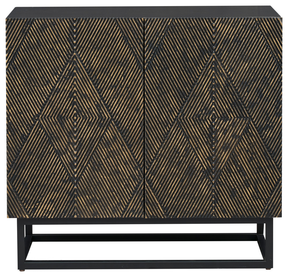 Tucker Mid Century Modern 2 Door Storage Cabinet With Raised Geometric Pattern   Transitional   Accent Chests And Cabinets   by Coast to Coast Imports  LLC  Houzz