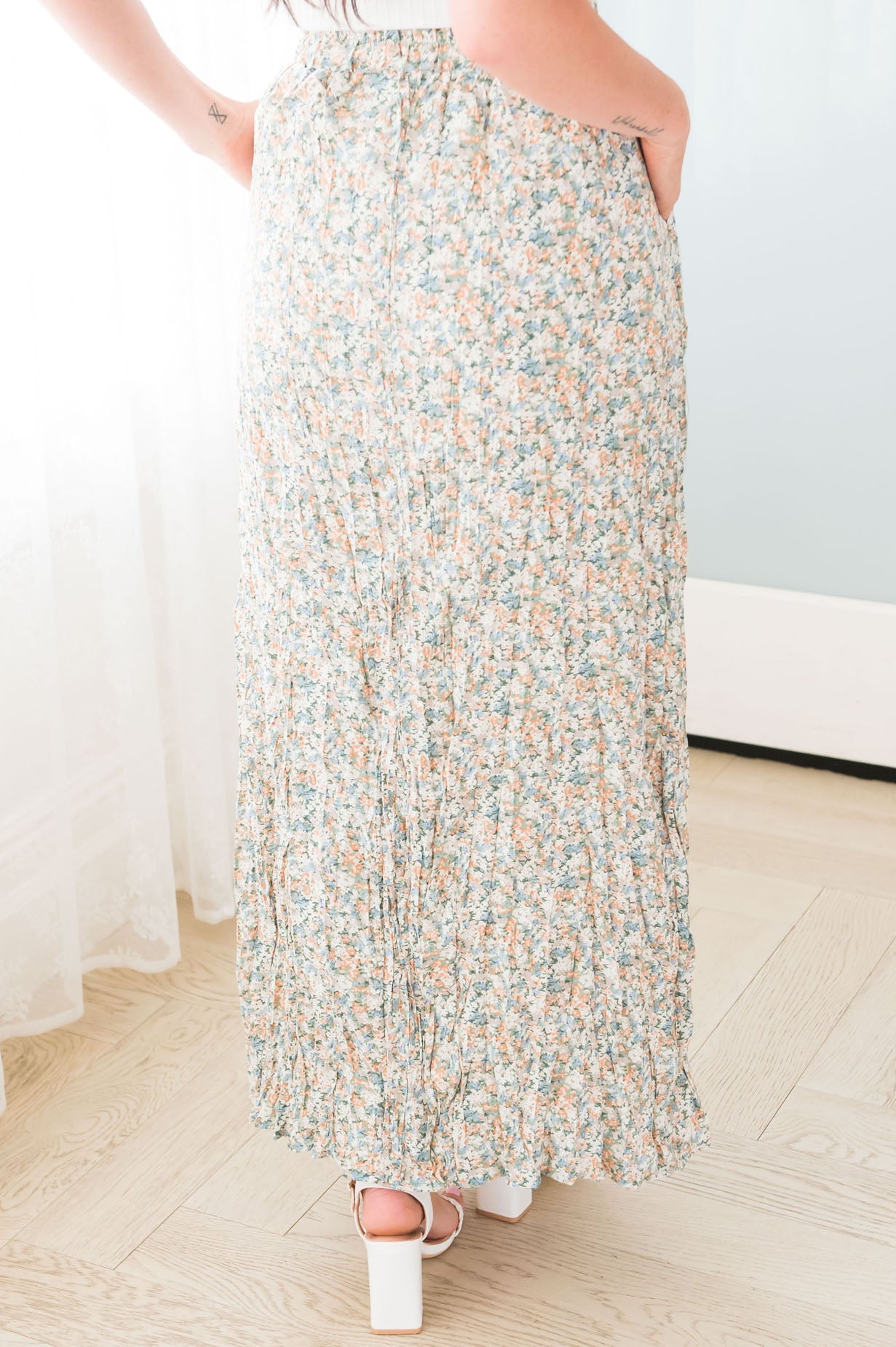 Ditzy Floral Textured Maxi Skirt