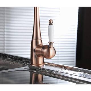 BWE Traditional Single-Handle Standard Kitchen Faucet in Antique Copper A-94066-Copper