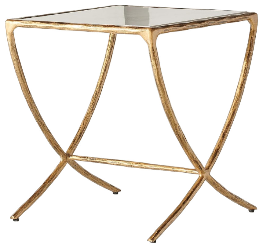 Contemporary End Table  Unique Curved X Shaped Trestle Base  ampGlass Top   Contemporary   Side Tables And End Tables   by Decor Love  Houzz