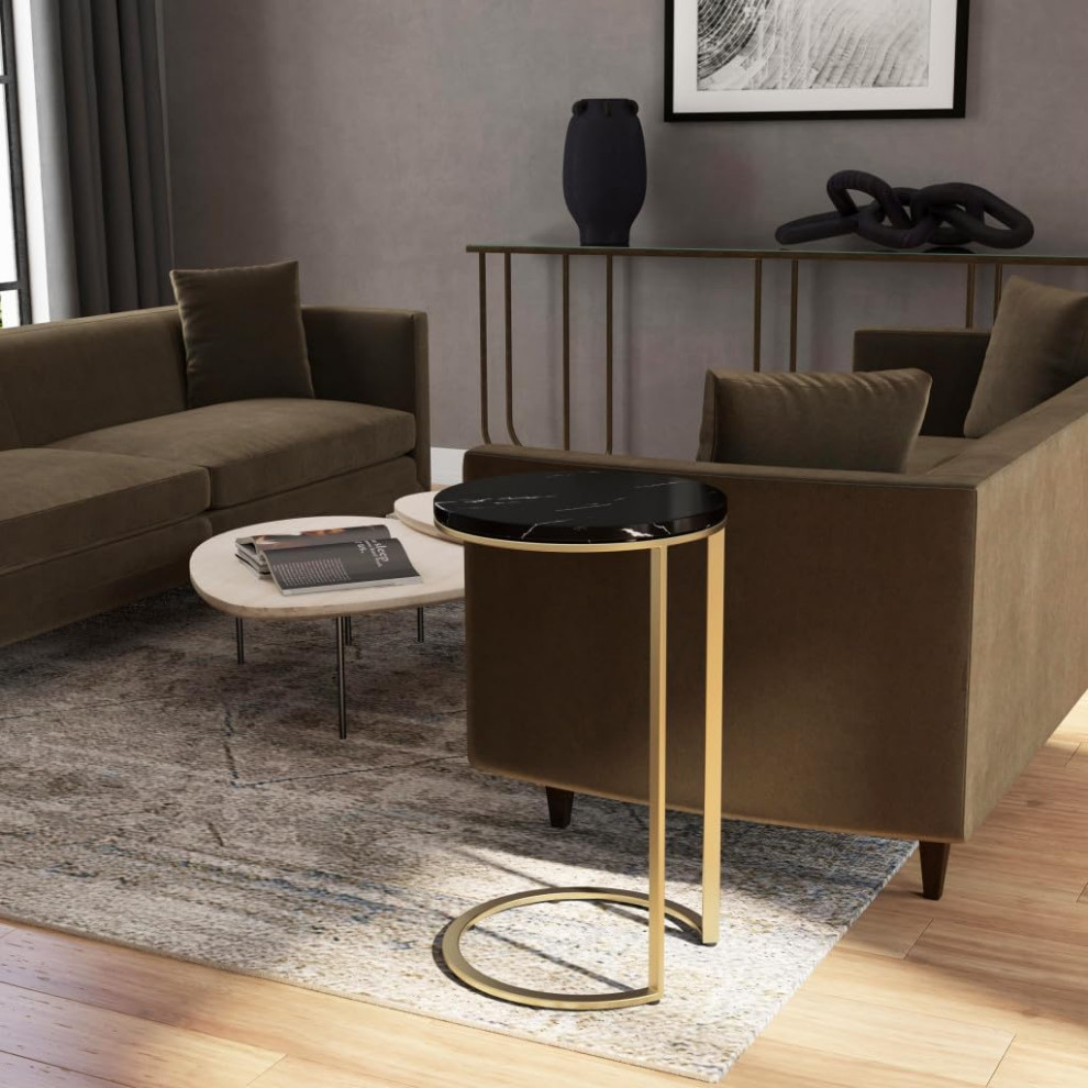 Contemporary End Table  Golden Stainless Steel Base  ampElegant Black Marble Top   Contemporary   Side Tables And End Tables   by Decor Love  Houzz