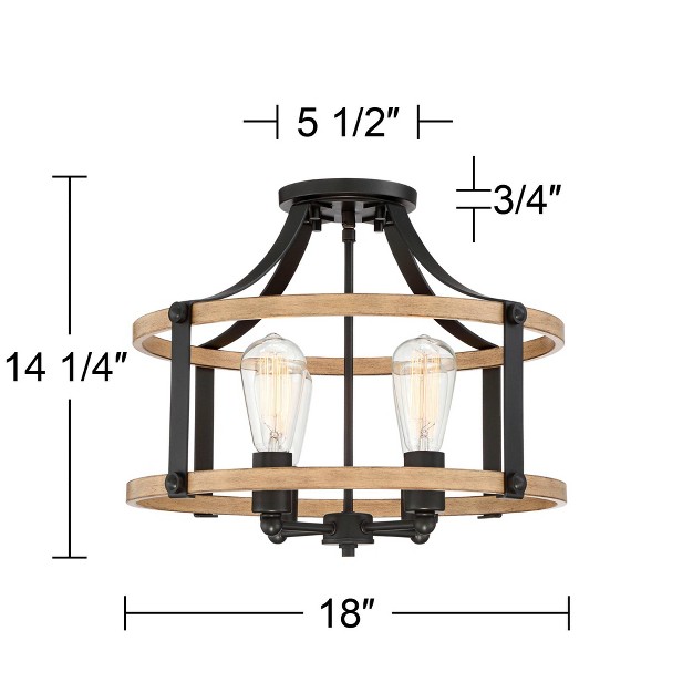 Wide Faux Wood Black 4 light For Bedroom Kitchen Living Room