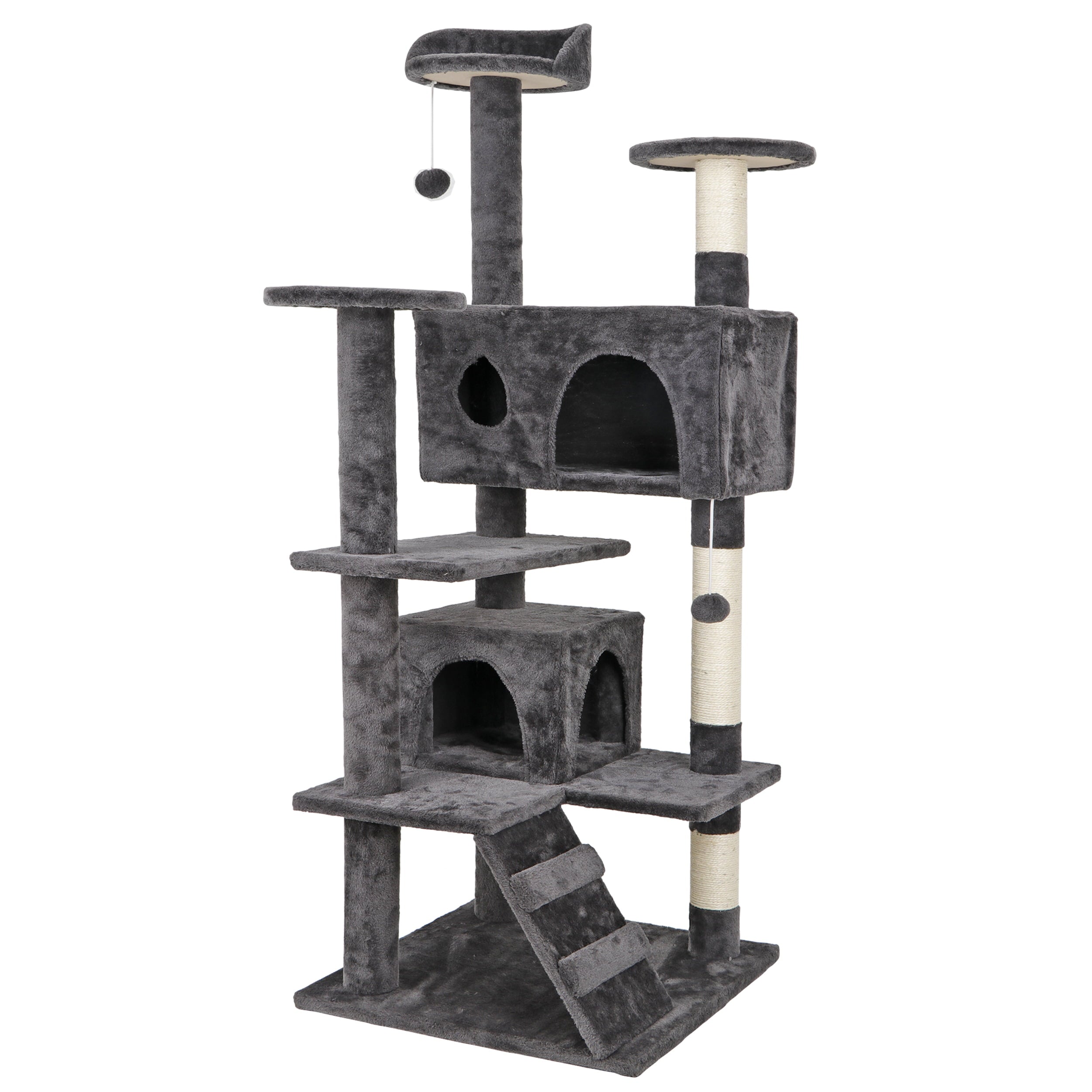 ZENY 53" Cat Tree Multi-Levels Condos Scratching Post Tower Play House, Dark Gray