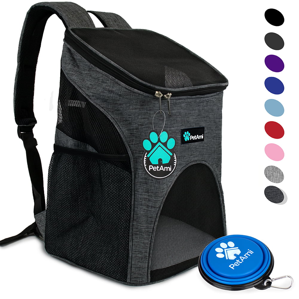 PetAmi Premium Pet Carrier Backpack for Small Cats and Dogs | Ventilated Design， Safety Strap， Buckle Support | Designed for Travel， Hiking and Outdoor Use (Charcoal)