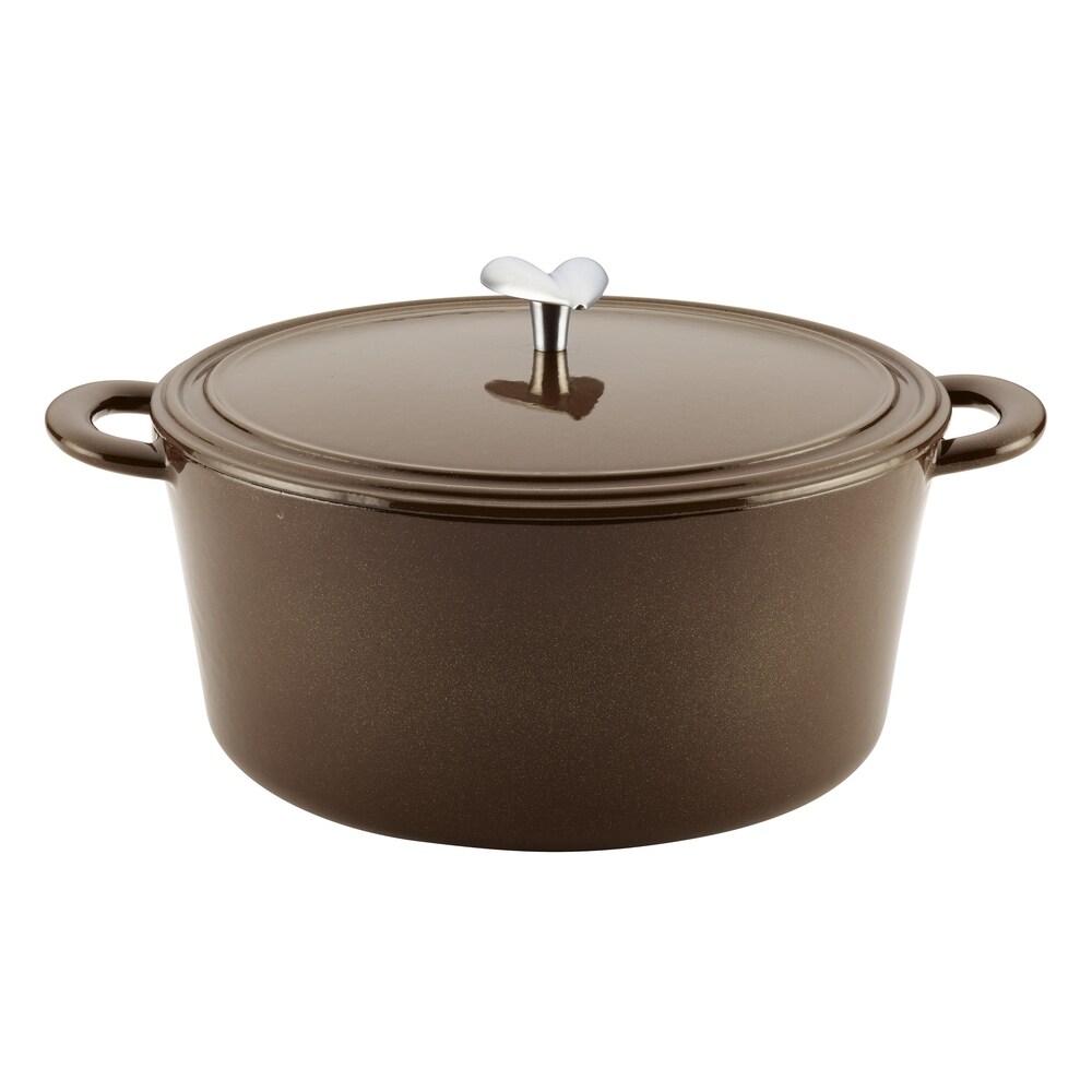 Ayesha Collection Cast Iron Enamel Covered Dutch Oven  6 Quart  Brown Sugar