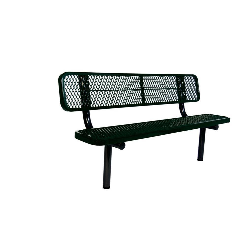 Ultra Play 6 ft. Diamond Black Commercial Park Bench with Back Surface Mount PBK940S-V6BK