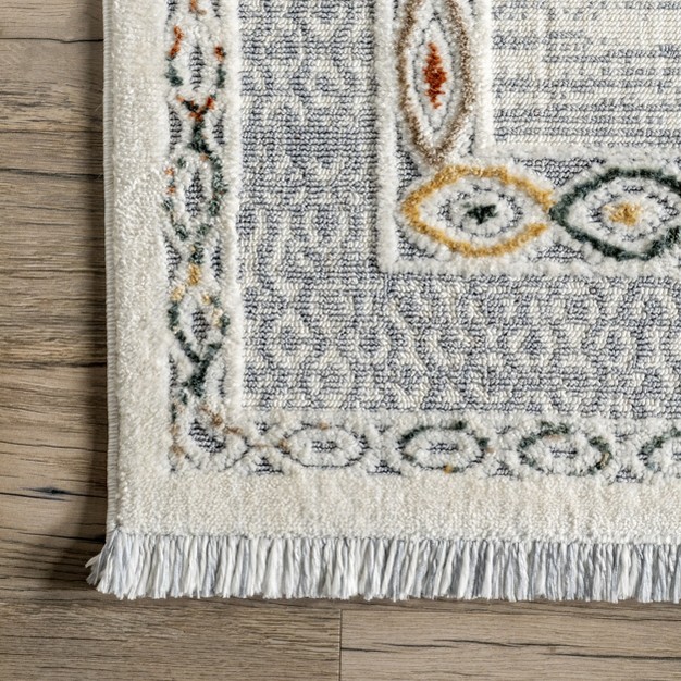 Nuloom Pola Modern Medallion Fringe Area Rug