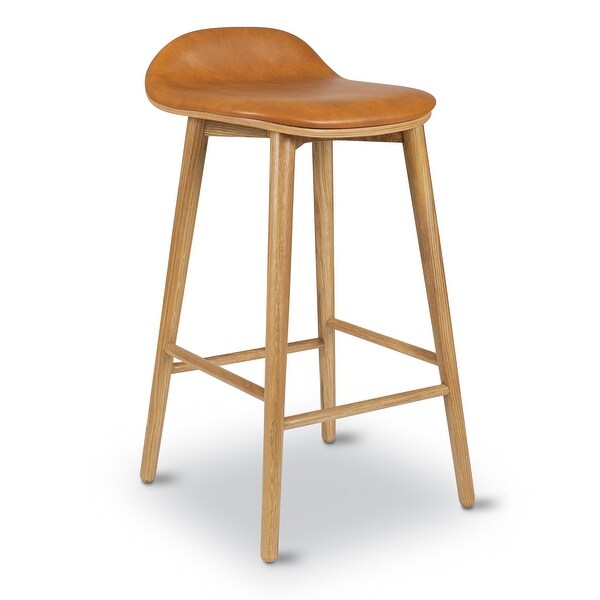 Poly and Bark Notello Leather Counter Stool - Solid Wood Frame