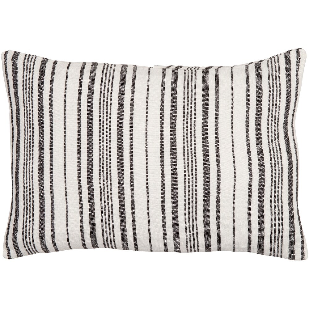 Ibrar Multi Stripe Linen   Button Throw Pillow