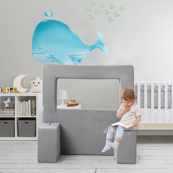 Modular Kids Couch for Toddler Playroom，Bedroom Imaginative Furniture，Kids Sofa