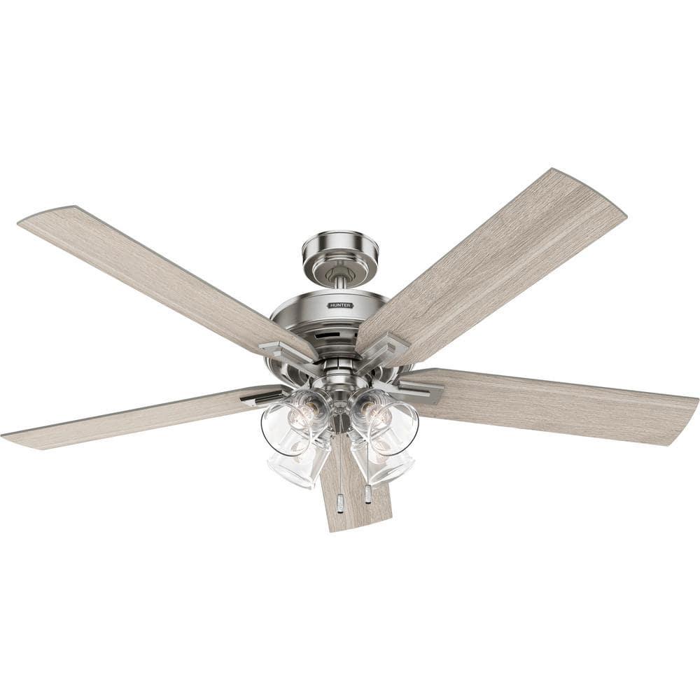 Hunter Beckworth 60 in Indoor Brushed Nickel Ceiling Fan with Light Kit