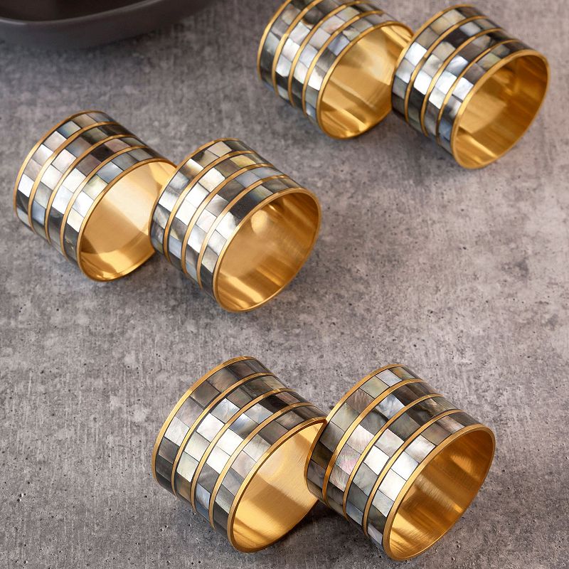 Jardin Black Pearl Napkin Rings， Set of 6