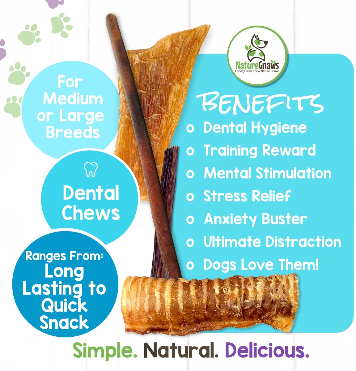 Nature Gnaws Large Breed Natural Chew Variety Pack Dog Treats