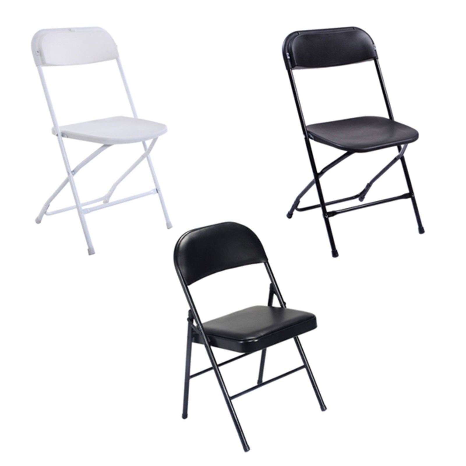 Steel Folding Chairs 4Pack Double Braced Chair, Black