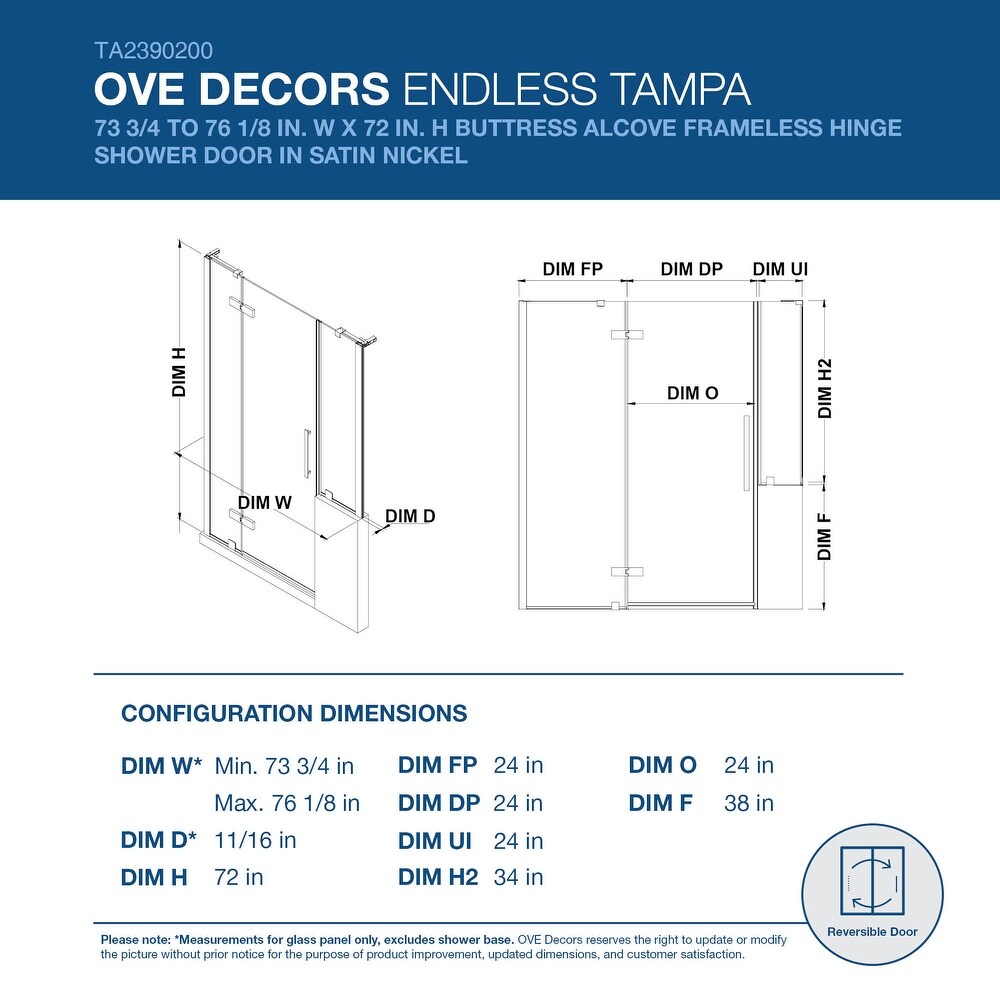 Endless Tampa Buttress Alcove 73 3/4 to 76 1/8\
