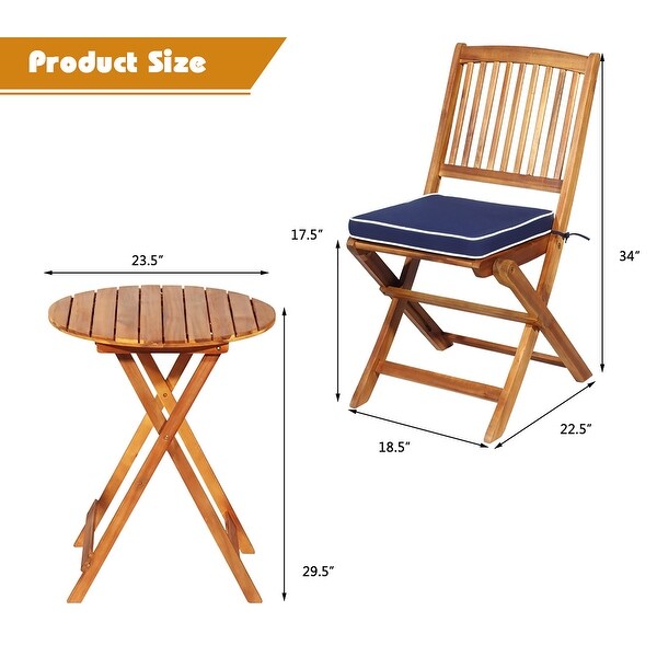 3piece Folding Acacia Wood Patio Bistro Set