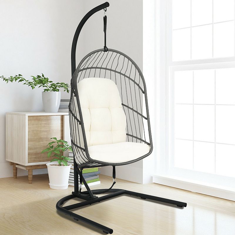 Hanging Wicker Egg Chair with Stand