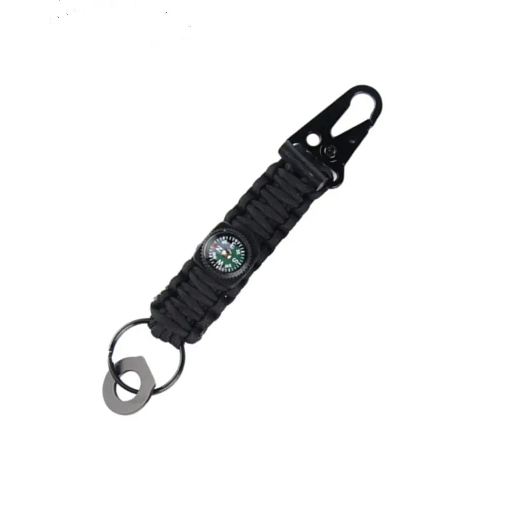 Hiking Camping Fashionable Handmade tactical hook emergency multi tool braided rope compass keychain