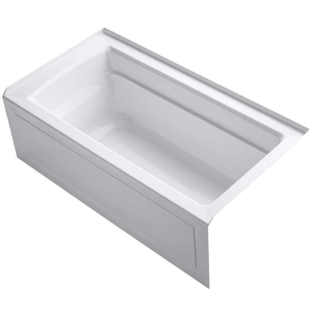 KOHLER Archer 60 in. x 32 in. Soaking Bathtub with Right-Hand Drain in White K-1123-RA-0