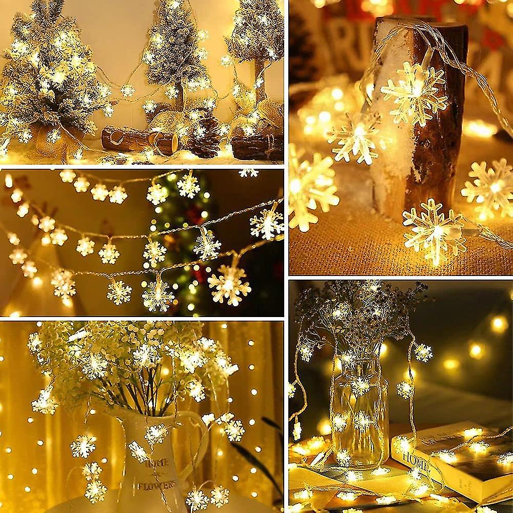 6m 40leds Lights 8 Modes Snowflake Lights For Christmas Decorations (warm White)