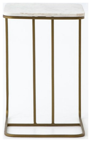 Luca End Table Iron Matte Brass  Polished White Marble   Modern   Side Tables And End Tables   by Virgil Stanis Design  Houzz